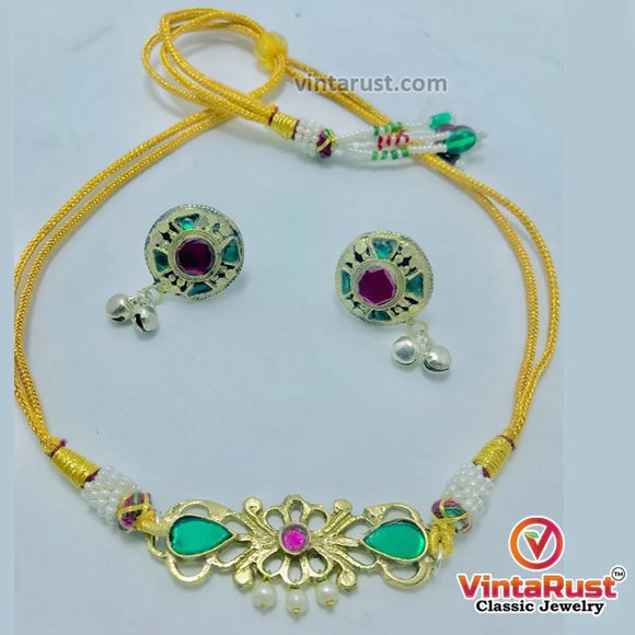 Afghan Jewelry Set, Multicolor Light Weight Jewelry Set, Statement Choker Neckla - Picture 7 of 10